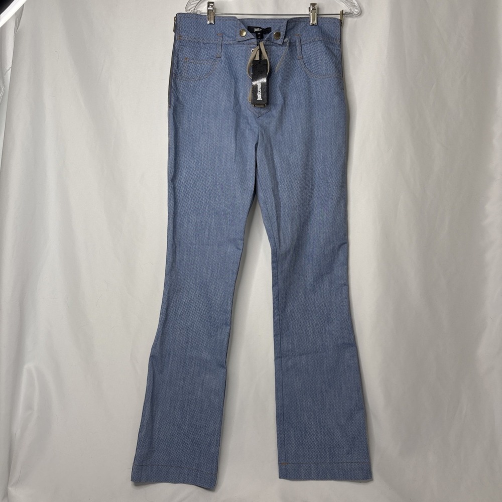 Y2K Just Cavalli Corset Honeycomb Denim‎ Flare Jeans 46/10-12 High Rise NEW